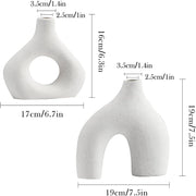 Ceramic Set of 2 Modern White Vases for Home Dcor V178-35712