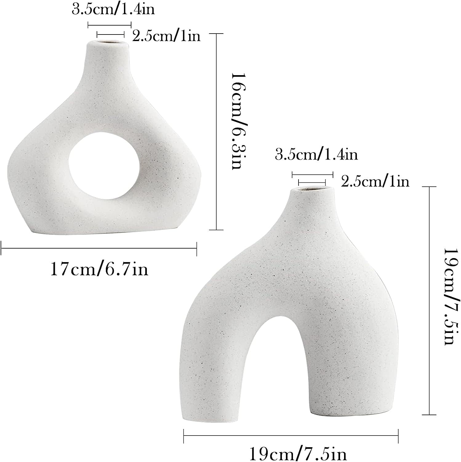 Ceramic Set of 2 Modern White Vases for Home Dcor V178-35712