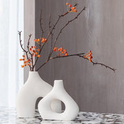 Ceramic Set of 2 Modern White Vases for Home Dcor V178-35712
