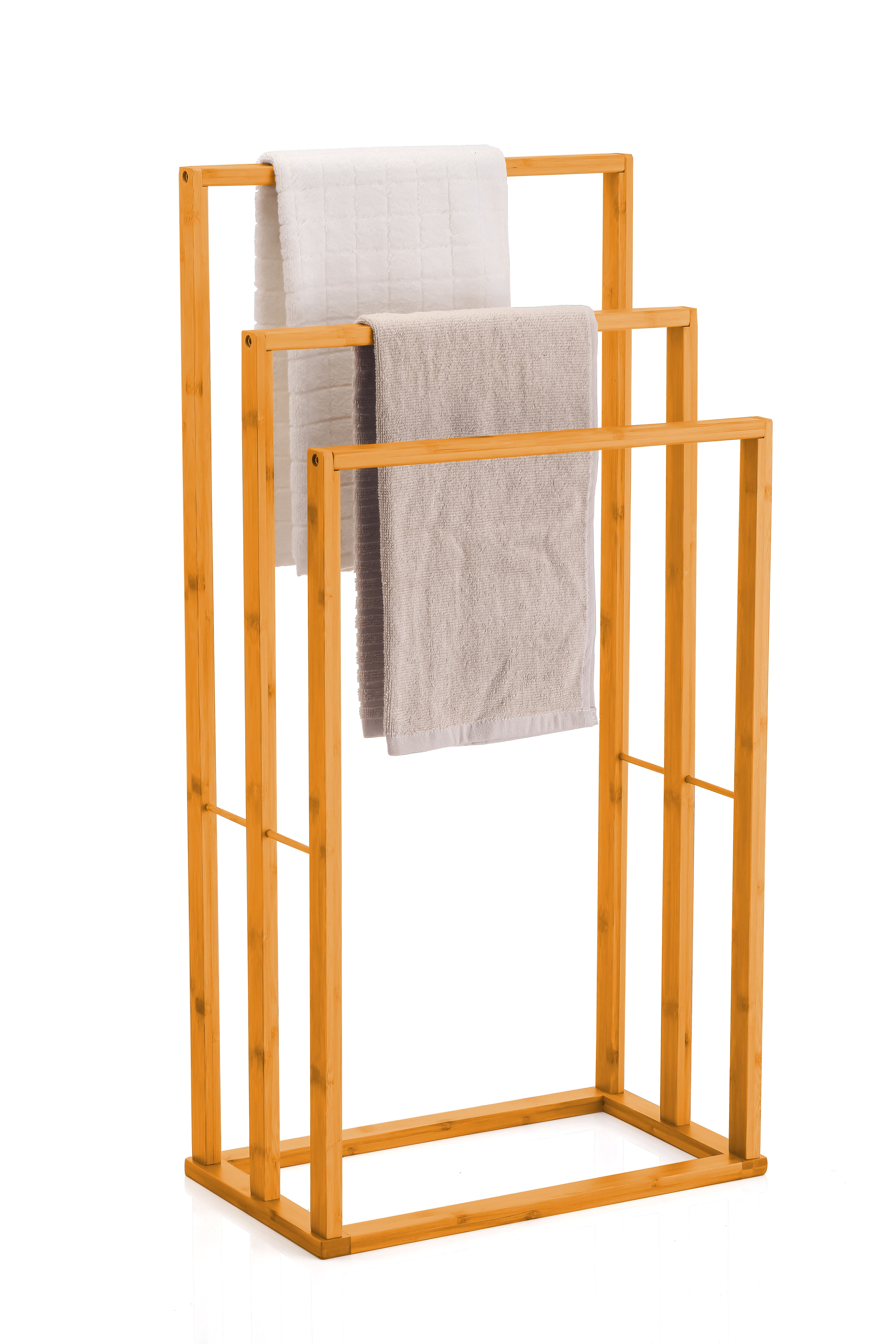 CARLA HOME Bamboo Towel Bar Holder Rack 3-Tier Free Standing for Bathroom. Towel Racks. Towel Rail Bathroom V178-36011