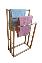 Bamboo Towel Bar Metal Holder Rack 3-Tier Freestanding for Bathroom and Bedroom V178-36012