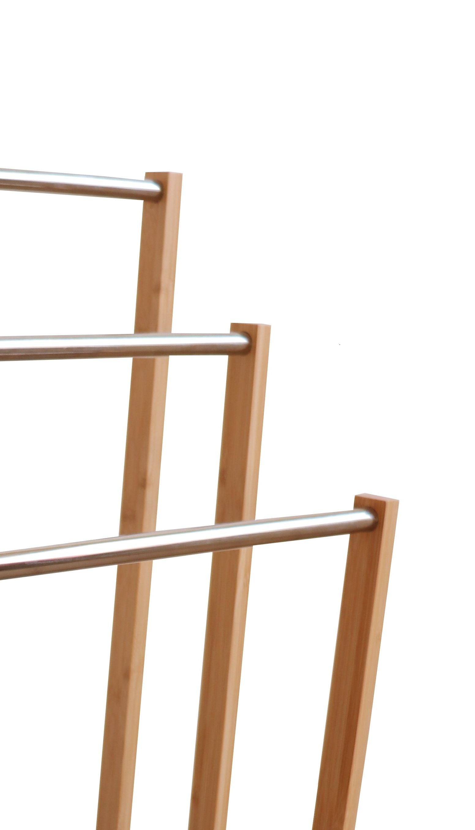 Bamboo Towel Bar Metal Holder Rack 3-Tier Freestanding for Bathroom and Bedroom V178-36012