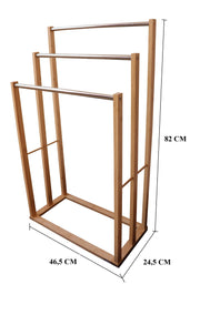 Bamboo Towel Bar Metal Holder Rack 3-Tier Freestanding for Bathroom and Bedroom V178-36012
