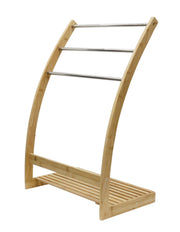 Bamboo Towel Bar Metal Holder Rack 3-Tier Freestanding and Bottom shelf for Bathroom V178-36013