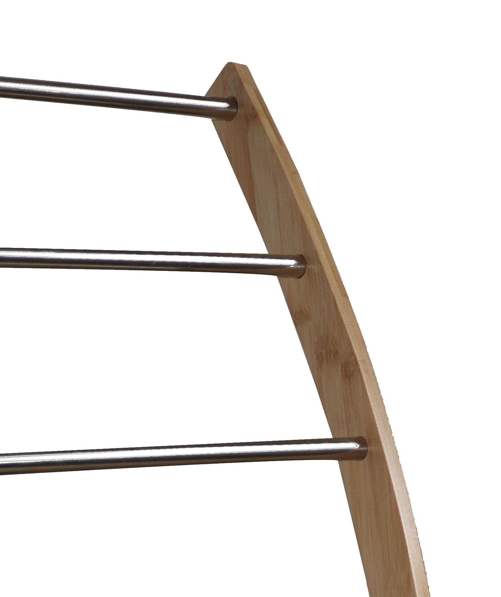 Bamboo Towel Bar Metal Holder Rack 3-Tier Freestanding and Bottom shelf for Bathroom V178-36013