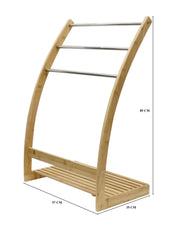 Bamboo Towel Bar Metal Holder Rack 3-Tier Freestanding and Bottom shelf for Bathroom V178-36013