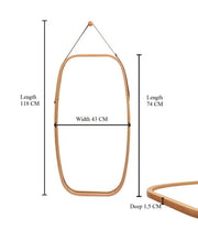 Hanging Full Length Wall Mirror - Solid Bamboo Frame and Adjustable Leather Strap for Bathroom and Bedroom V178-36016