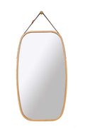 Hanging Full Length Wall Mirror - Solid Bamboo Frame and Adjustable Leather Strap for Bathroom and Bedroom V178-36016