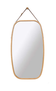 Hanging Full Length Wall Mirror - Solid Bamboo Frame and Adjustable Leather Strap for Bathroom and Bedroom V178-36016