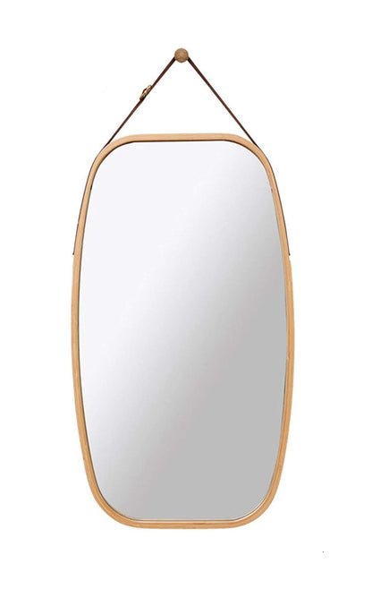 Hanging Full Length Wall Mirror - Solid Bamboo Frame and Adjustable Leather Strap for Bathroom and Bedroom V178-36016