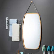 Hanging Full Length Wall Mirror - Solid Bamboo Frame and Adjustable Leather Strap for Bathroom and Bedroom V178-36016