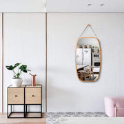 Hanging Full Length Wall Mirror - Solid Bamboo Frame and Adjustable Leather Strap for Bathroom and Bedroom V178-36016