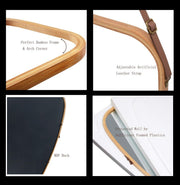 Hanging Full Length Wall Mirror - Solid Bamboo Frame and Adjustable Leather Strap for Bathroom and Bedroom V178-36016