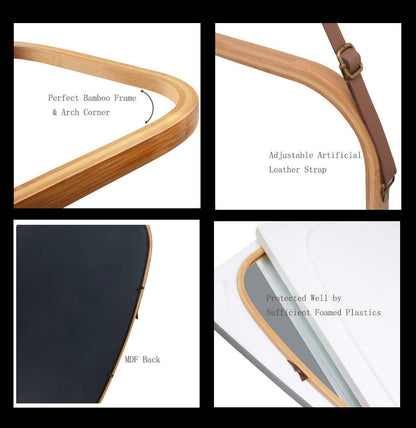 Hanging Full Length Wall Mirror - Solid Bamboo Frame and Adjustable Leather Strap for Bathroom and Bedroom V178-36016