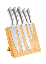 Natural Bamboo Magnetic Knife Block Holder with Strong Magnets for Home Kitchen Storage & Organisation V178-36017