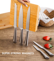 Natural Bamboo Magnetic Knife Block Holder with Strong Magnets for Home Kitchen Storage & Organisation V178-36017