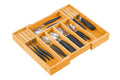 Large Capacity Bamboo Expandable Drawer Organizer with Knife Block Holder for Home Kitchen Utensils V178-36018