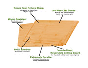 3 Pieces Bamboo Cutting Board with Juice Groove and Mobile Holder included for Home Kitchen V178-36019