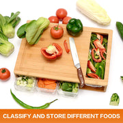 Large Bamboo Cutting Board and 4 Containers with Mobile Holder gift included for Home Kitchen V178-36021