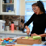 Large Bamboo Cutting Board and 4 Containers with Mobile Holder gift included for Home Kitchen V178-36021
