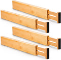 4 Pack Bamboo Adjustable Kitchen Drawer Dividers (Large, 44-55 cm) V178-36023