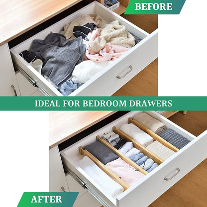 4 Pack Bamboo Adjustable Kitchen Drawer Dividers (Large, 44-55 cm) V178-36023