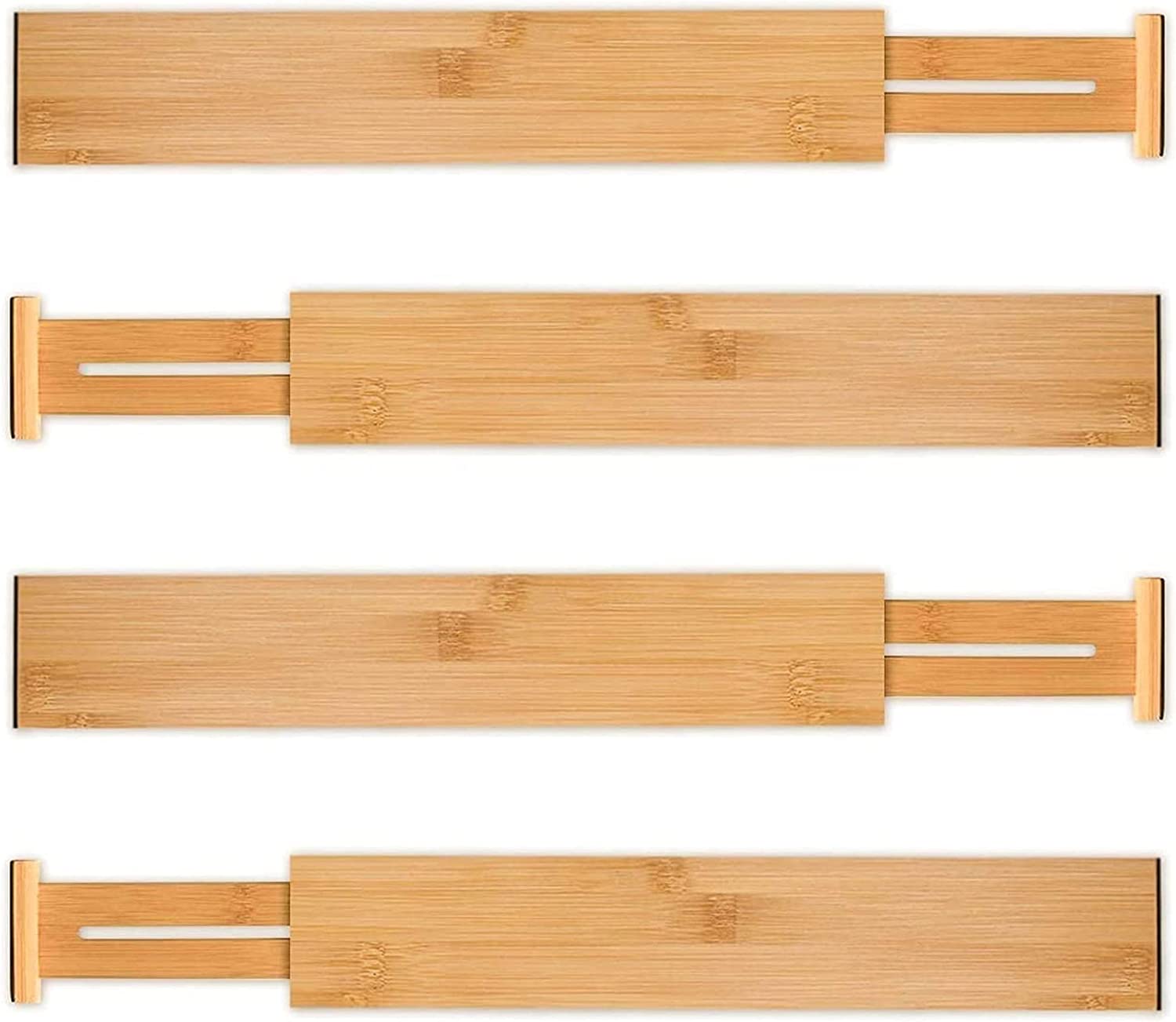 4 Pack Bamboo Adjustable Kitchen Drawer Dividers (Large, 44-55 cm) V178-36023