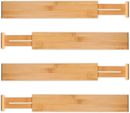 4 Pack Bamboo Adjustable Kitchen Drawer Dividers (Large, 44-55 cm) V178-36023