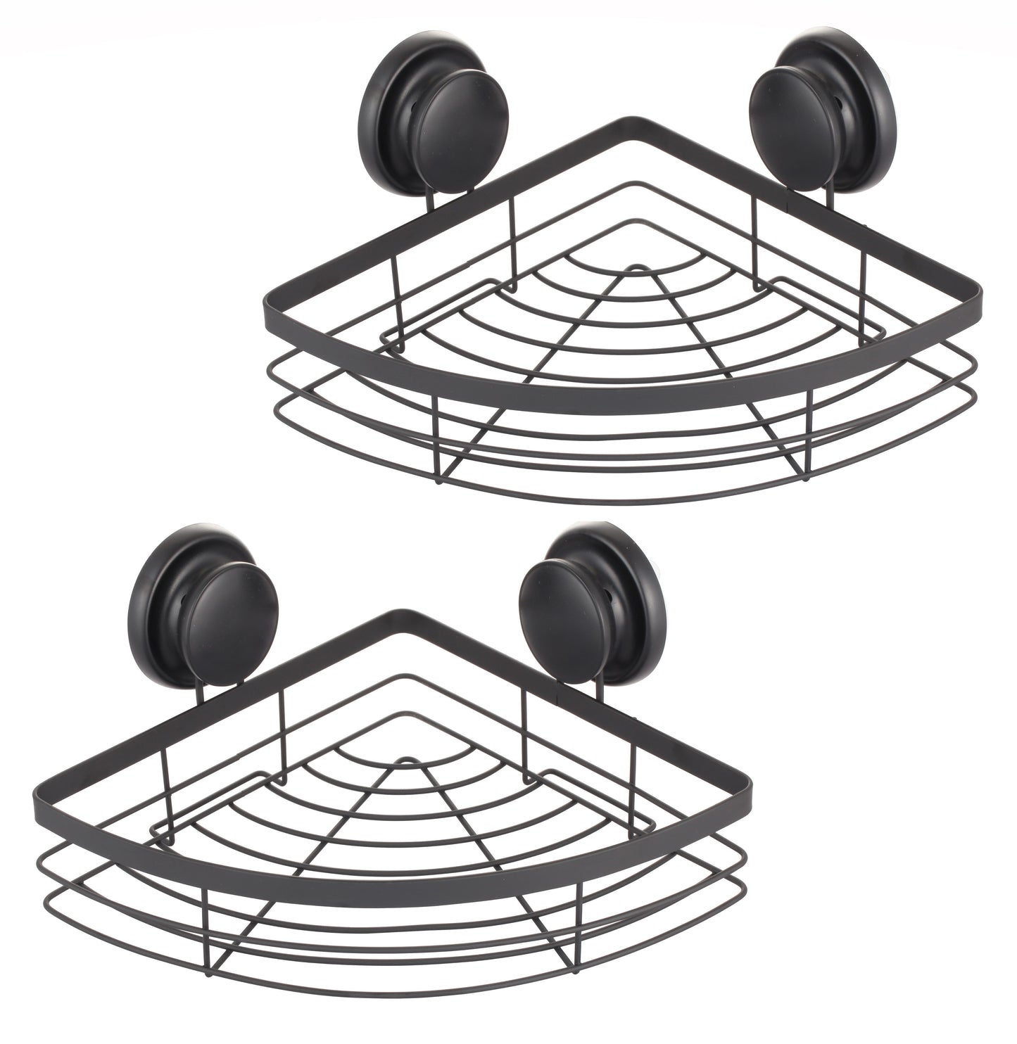 2 Pack Round Corner Shower Caddy Shelf Basket Rack with Premium Vacuum Suction Cup No-Drilling for Bathroom V178-36027