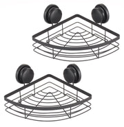 2 Pack Round Corner Shower Caddy Shelf Basket Rack with Premium Vacuum Suction Cup No-Drilling for Bathroom V178-36027