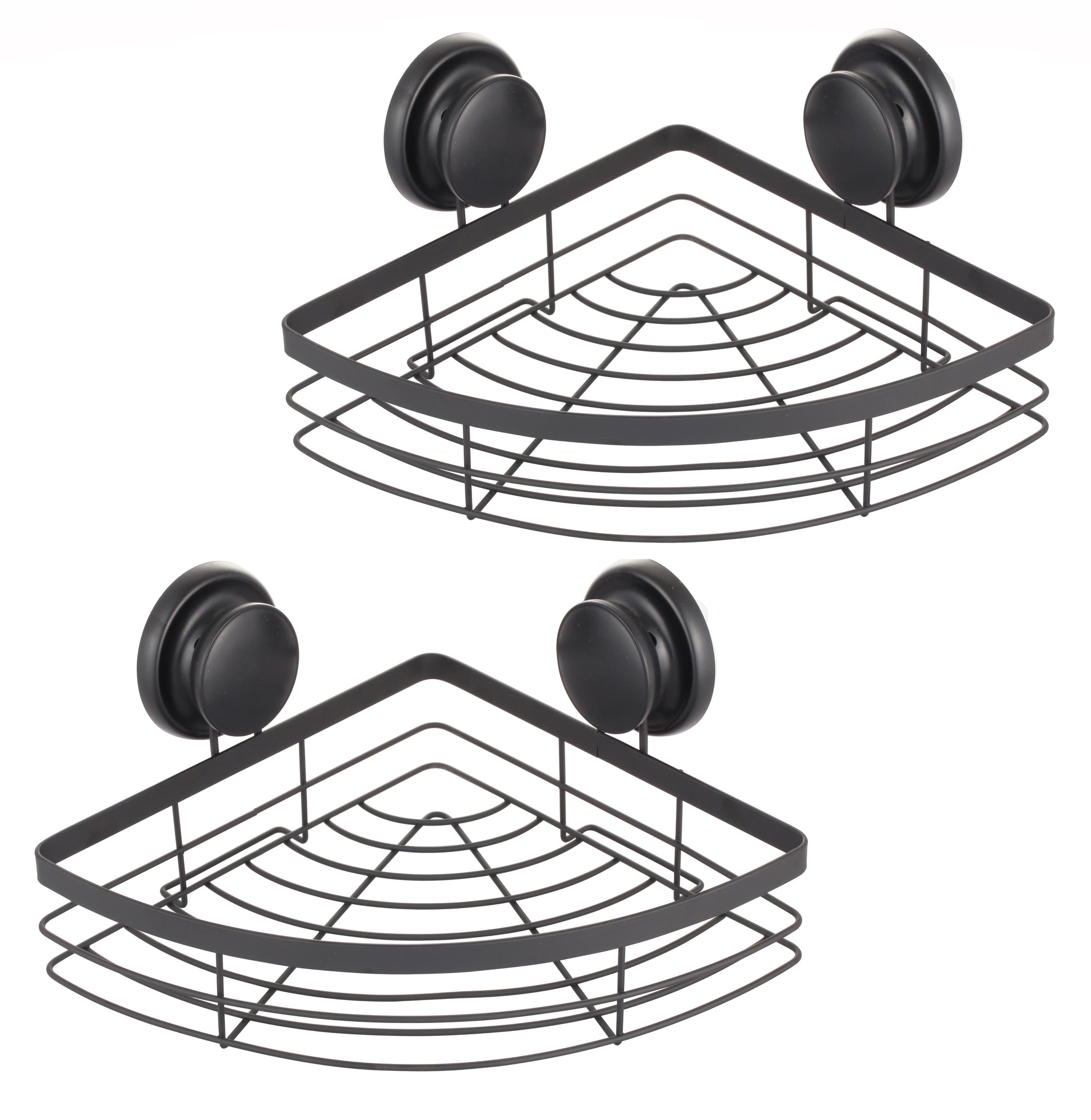 2 Pack Round Corner Shower Caddy Shelf Basket Rack with Premium Vacuum Suction Cup No-Drilling for Bathroom V178-36027