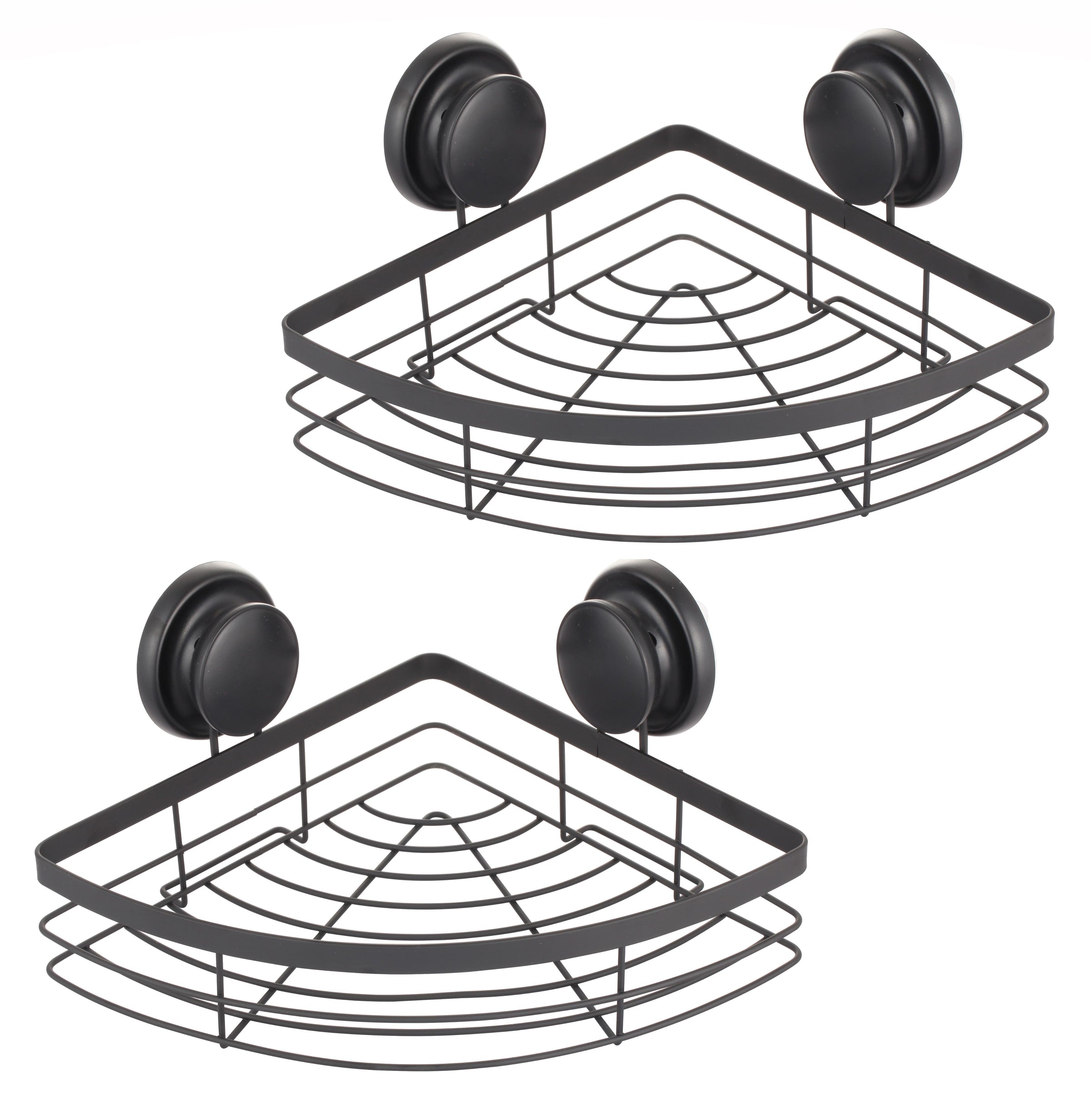 2 Pack Round Corner Shower Caddy Shelf Basket Rack with Premium Vacuum Suction Cup No-Drilling for Bathroom V178-36027