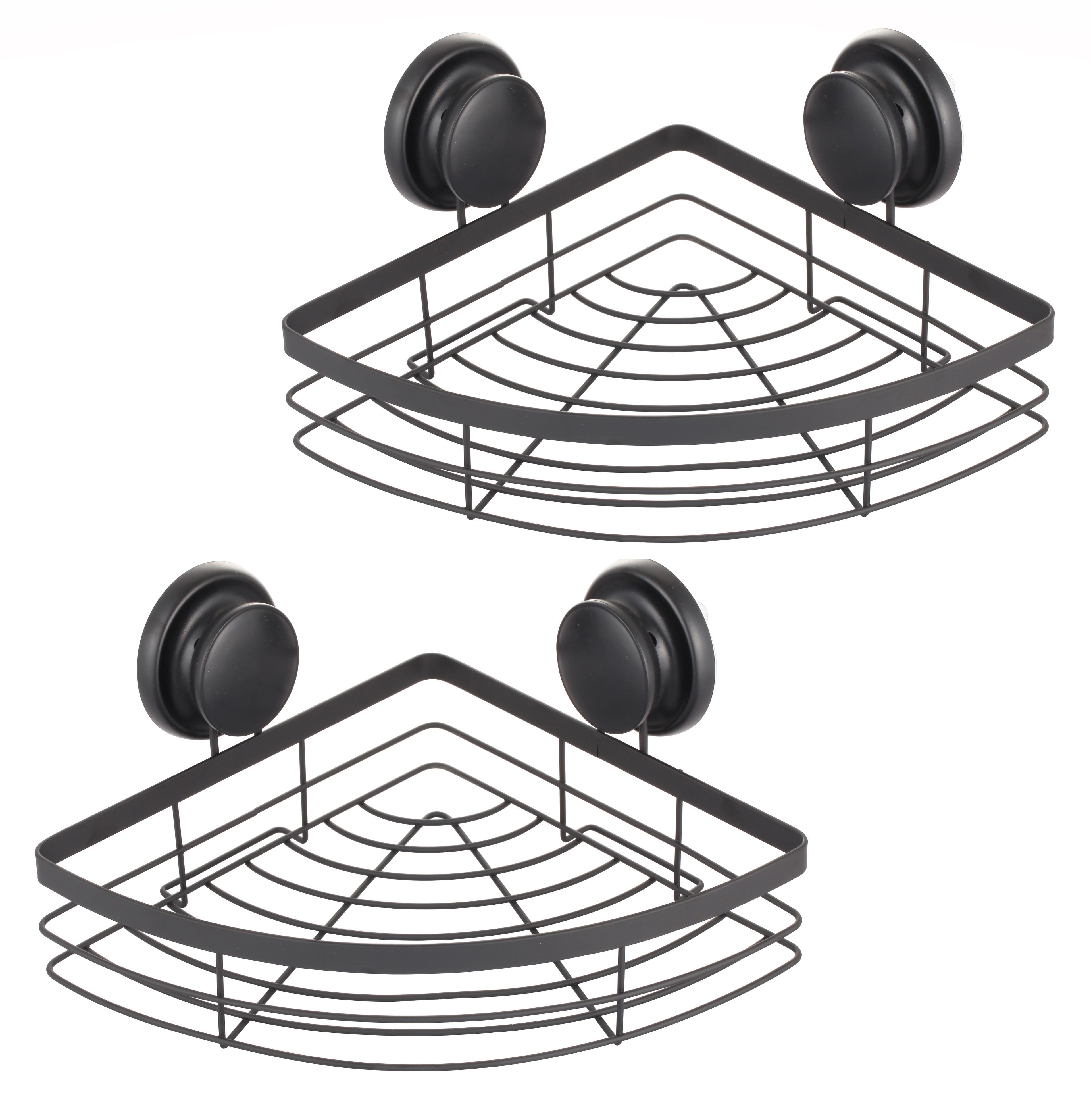 2 Pack Round Corner Shower Caddy Shelf Basket Rack with Premium Vacuum Suction Cup No-Drilling for Bathroom V178-36027