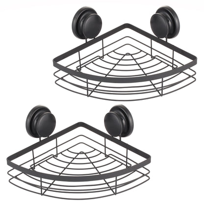 2 Pack Round Corner Shower Caddy Shelf Basket Rack with Premium Vacuum Suction Cup No-Drilling for Bathroom V178-36027