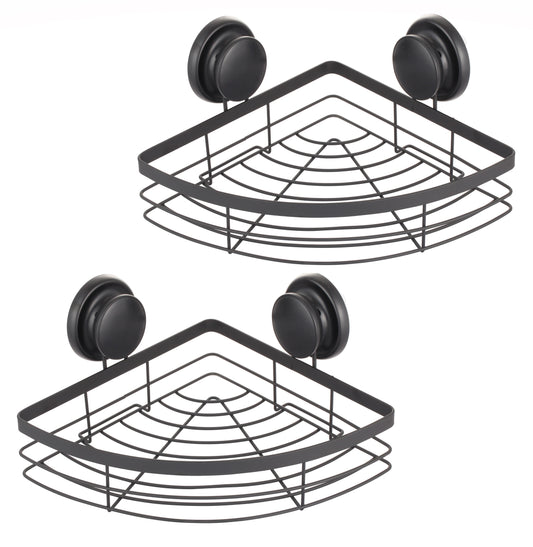 2 Pack Round Corner Shower Caddy Shelf Basket Rack with Premium Vacuum Suction Cup No-Drilling for Bathroom V178-36027