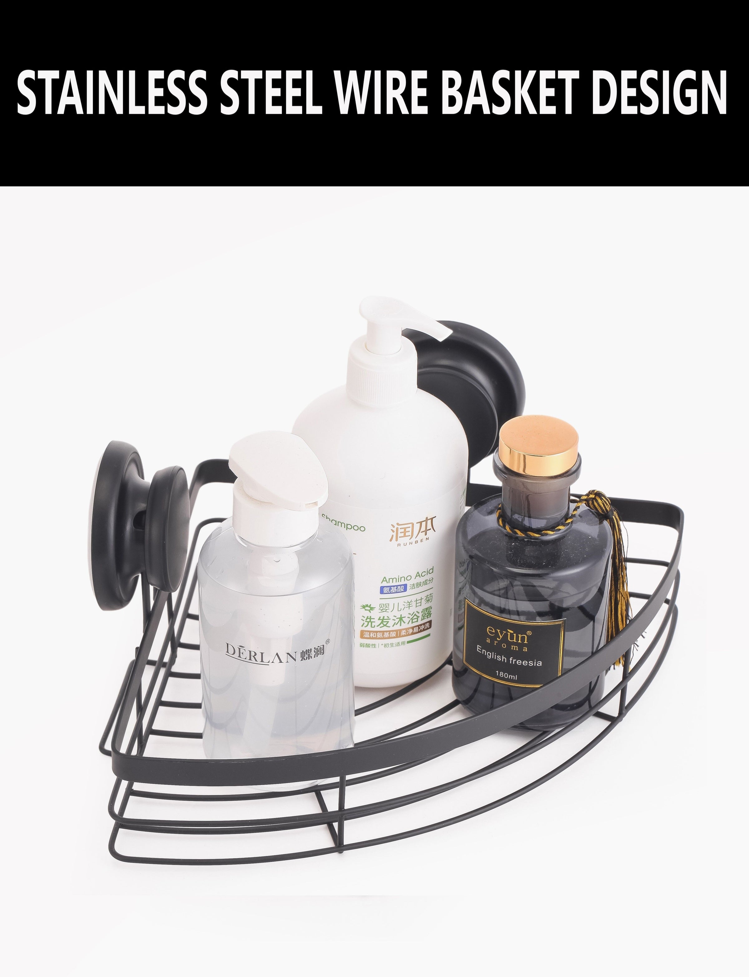 2 Pack Round Corner Shower Caddy Shelf Basket Rack with Premium Vacuum Suction Cup No-Drilling for Bathroom V178-36027