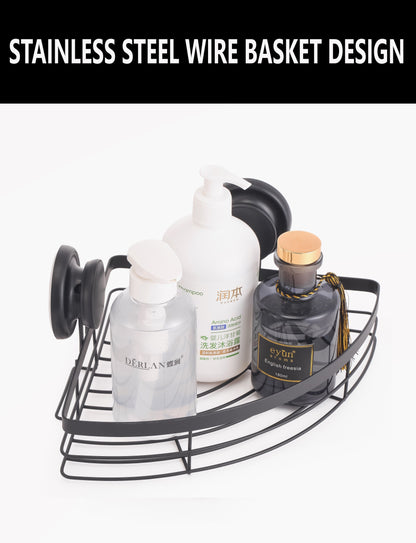 2 Pack Round Corner Shower Caddy Shelf Basket Rack with Premium Vacuum Suction Cup No-Drilling for Bathroom V178-36027