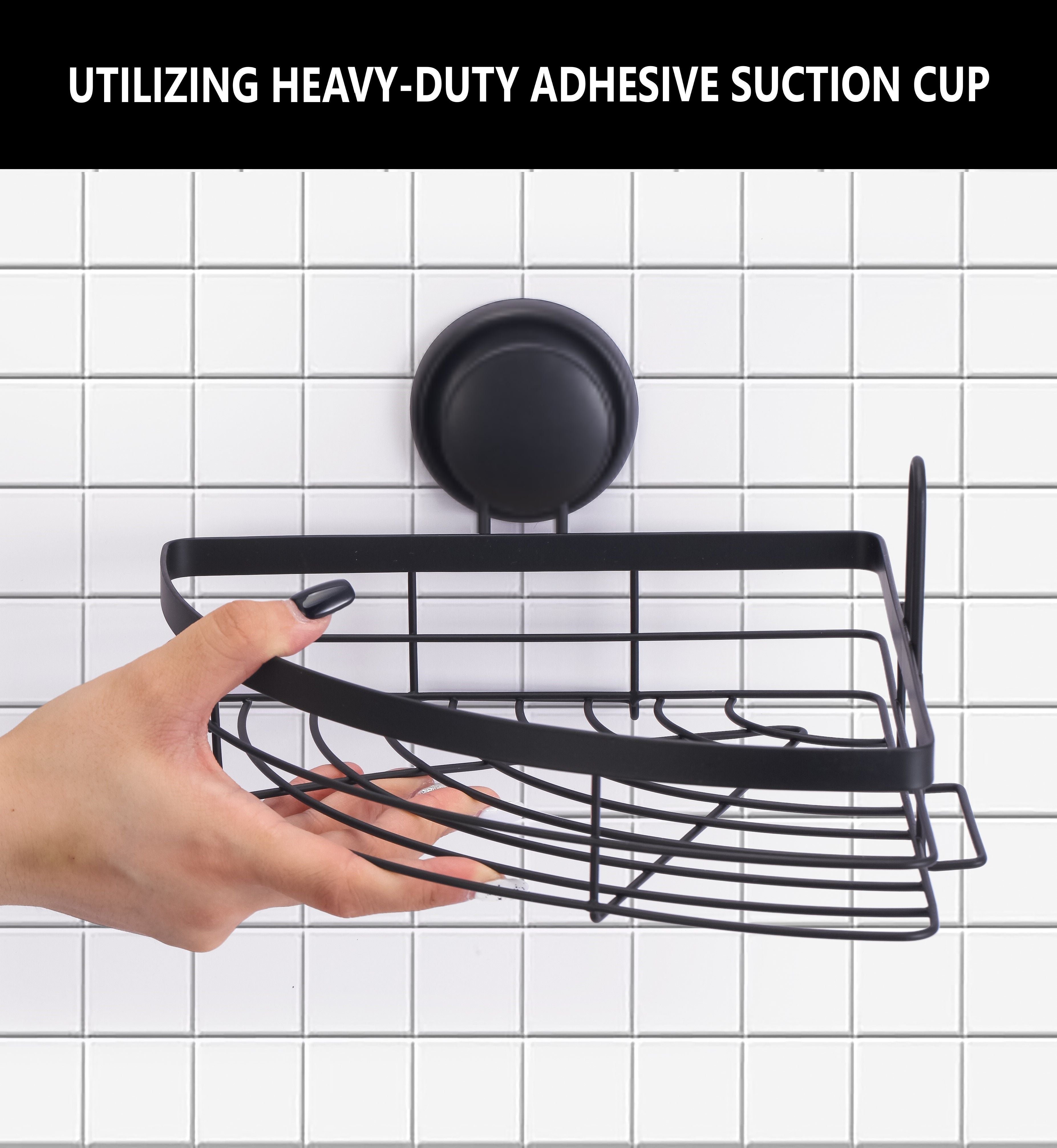 2 Pack Round Corner Shower Caddy Shelf Basket Rack with Premium Vacuum Suction Cup No-Drilling for Bathroom V178-36027
