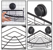 2 Pack Round Corner Shower Caddy Shelf Basket Rack with Premium Vacuum Suction Cup No-Drilling for Bathroom V178-36027