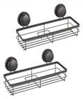 2 Pack Rectangular Corner Shower Caddy Shelf Basket Rack with Premium Vacuum Suction Cup No-Drilling for V178-36028