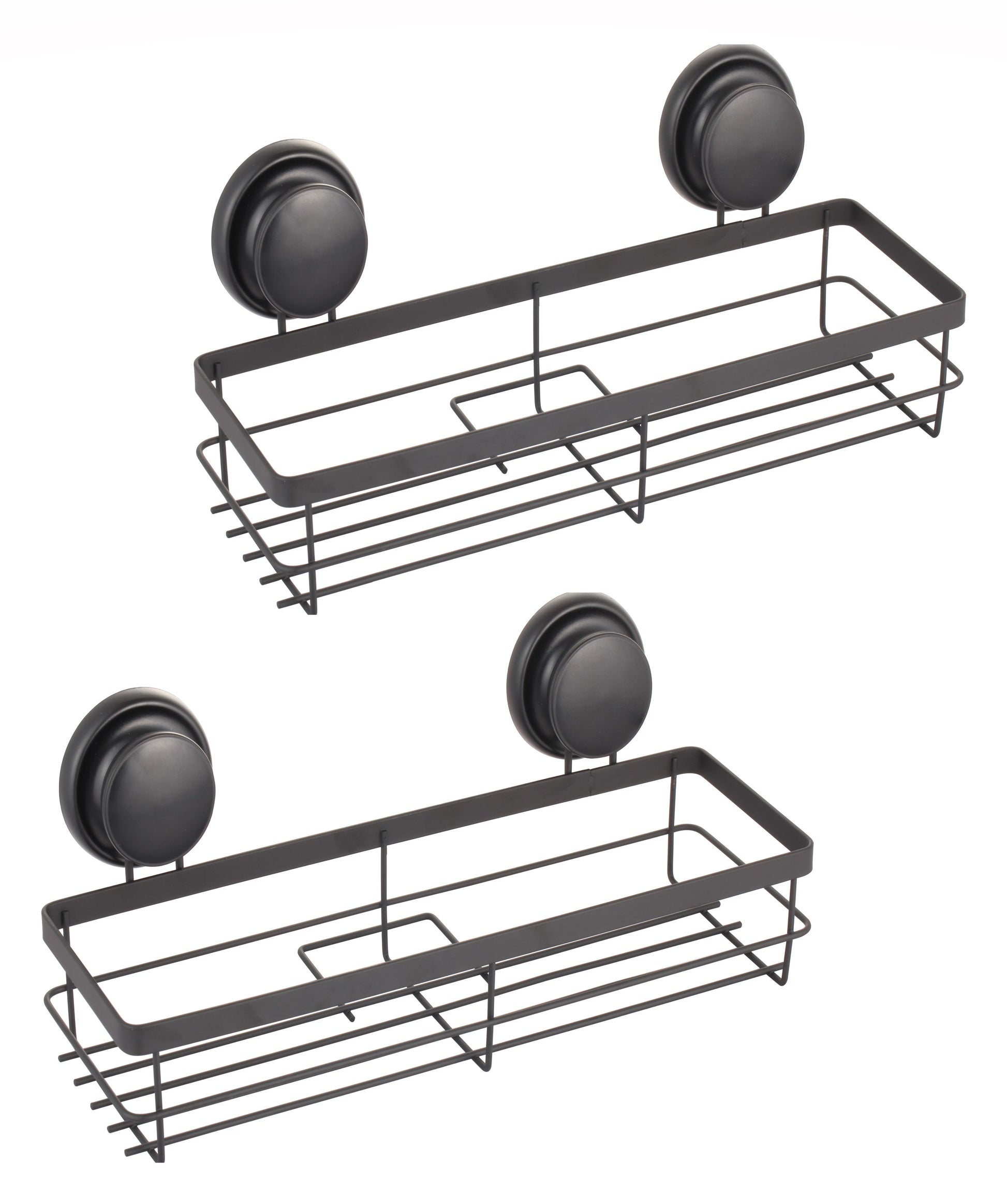 2 Pack Rectangular Corner Shower Caddy Shelf Basket Rack with Premium Vacuum Suction Cup No-Drilling for V178-36028