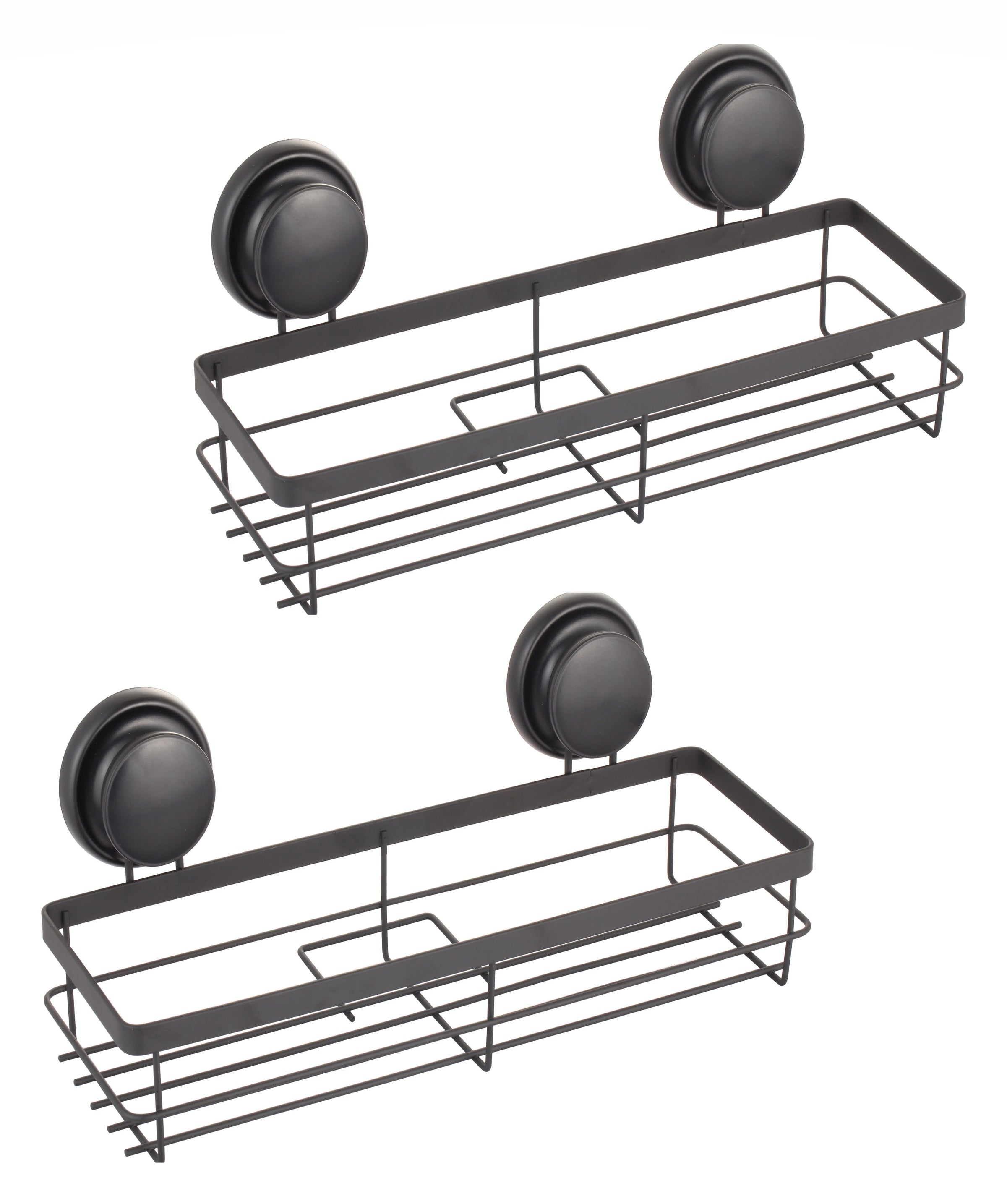2 Pack Rectangular Corner Shower Caddy Shelf Basket Rack with Premium Vacuum Suction Cup No-Drilling for V178-36028