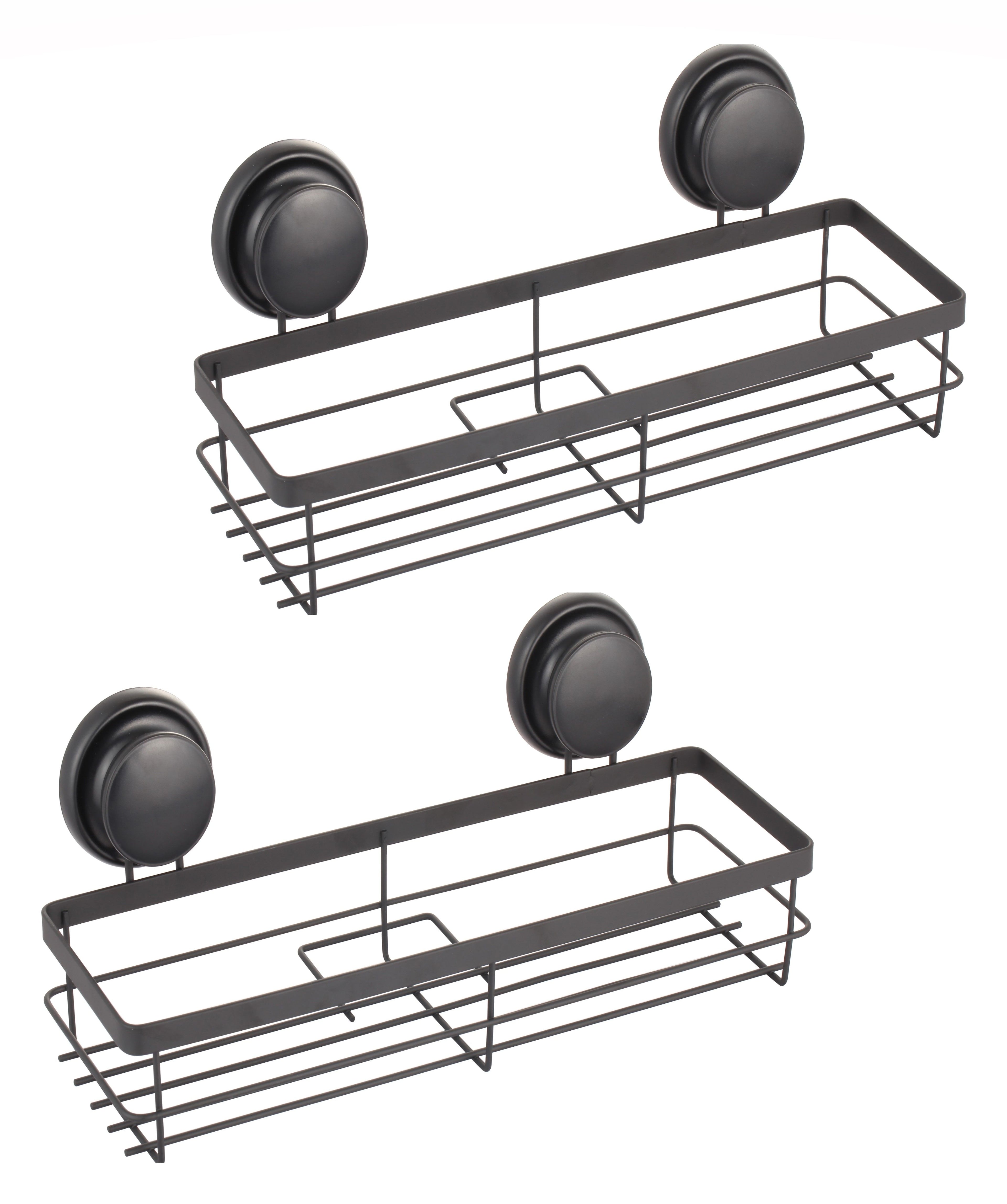 2 Pack Rectangular Corner Shower Caddy Shelf Basket Rack with Premium Vacuum Suction Cup No-Drilling for V178-36028