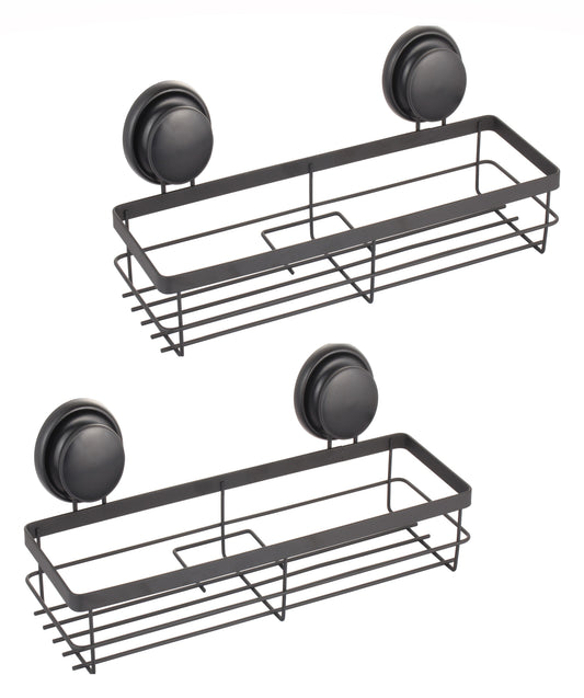 2 Pack Rectangular Corner Shower Caddy Shelf Basket Rack with Premium Vacuum Suction Cup No-Drilling for V178-36028