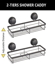 2 Pack Rectangular Corner Shower Caddy Shelf Basket Rack with Premium Vacuum Suction Cup No-Drilling for V178-36028