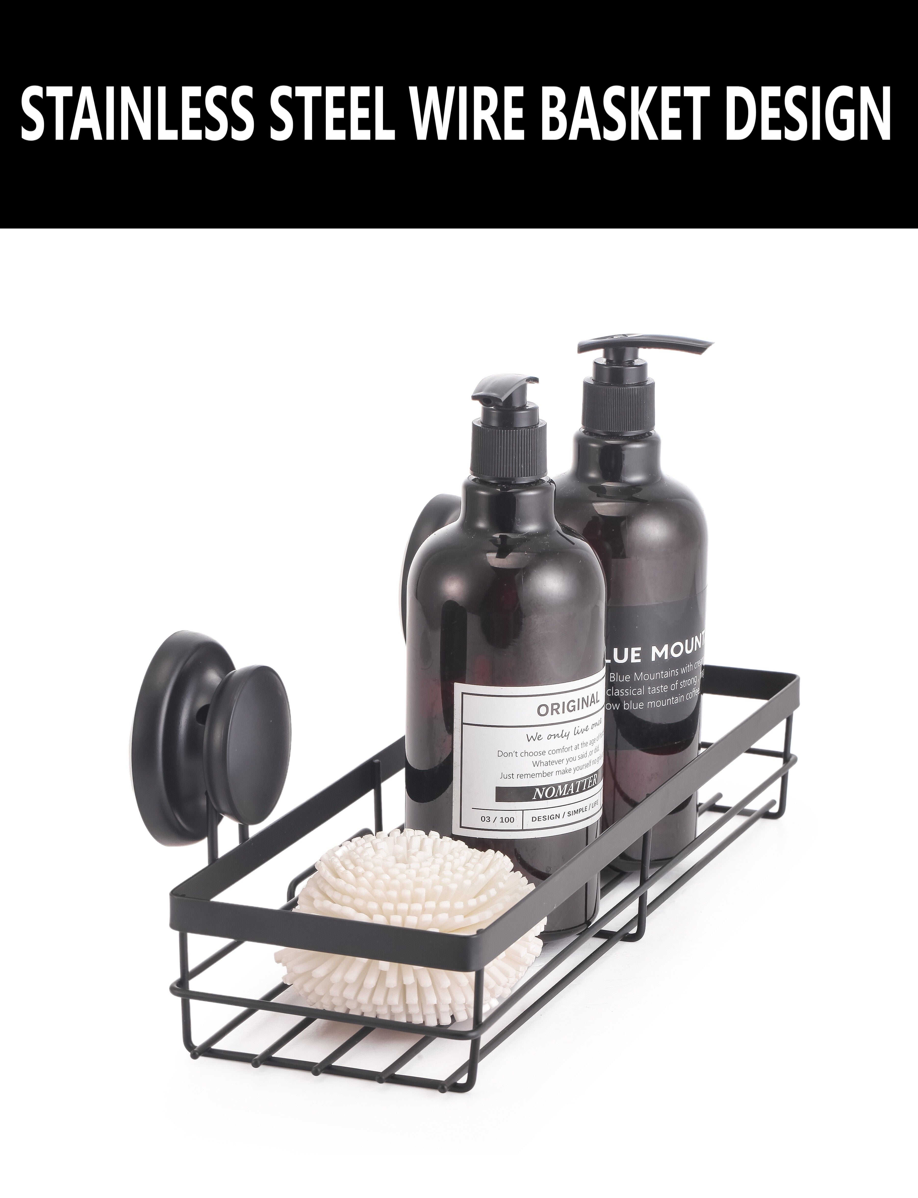 2 Pack Rectangular Corner Shower Caddy Shelf Basket Rack with Premium Vacuum Suction Cup No-Drilling for V178-36028