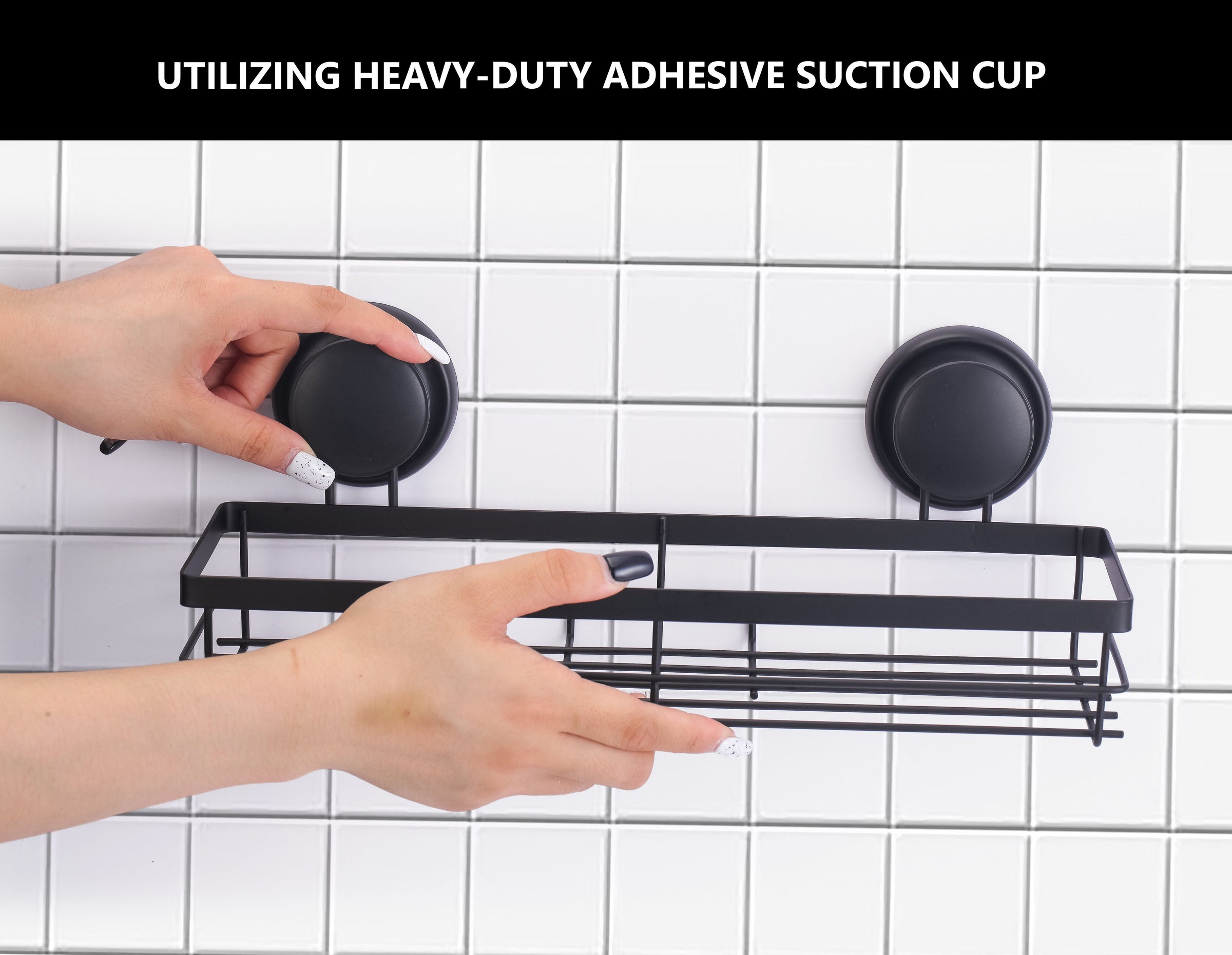 2 Pack Rectangular Corner Shower Caddy Shelf Basket Rack with Premium Vacuum Suction Cup No-Drilling for V178-36028
