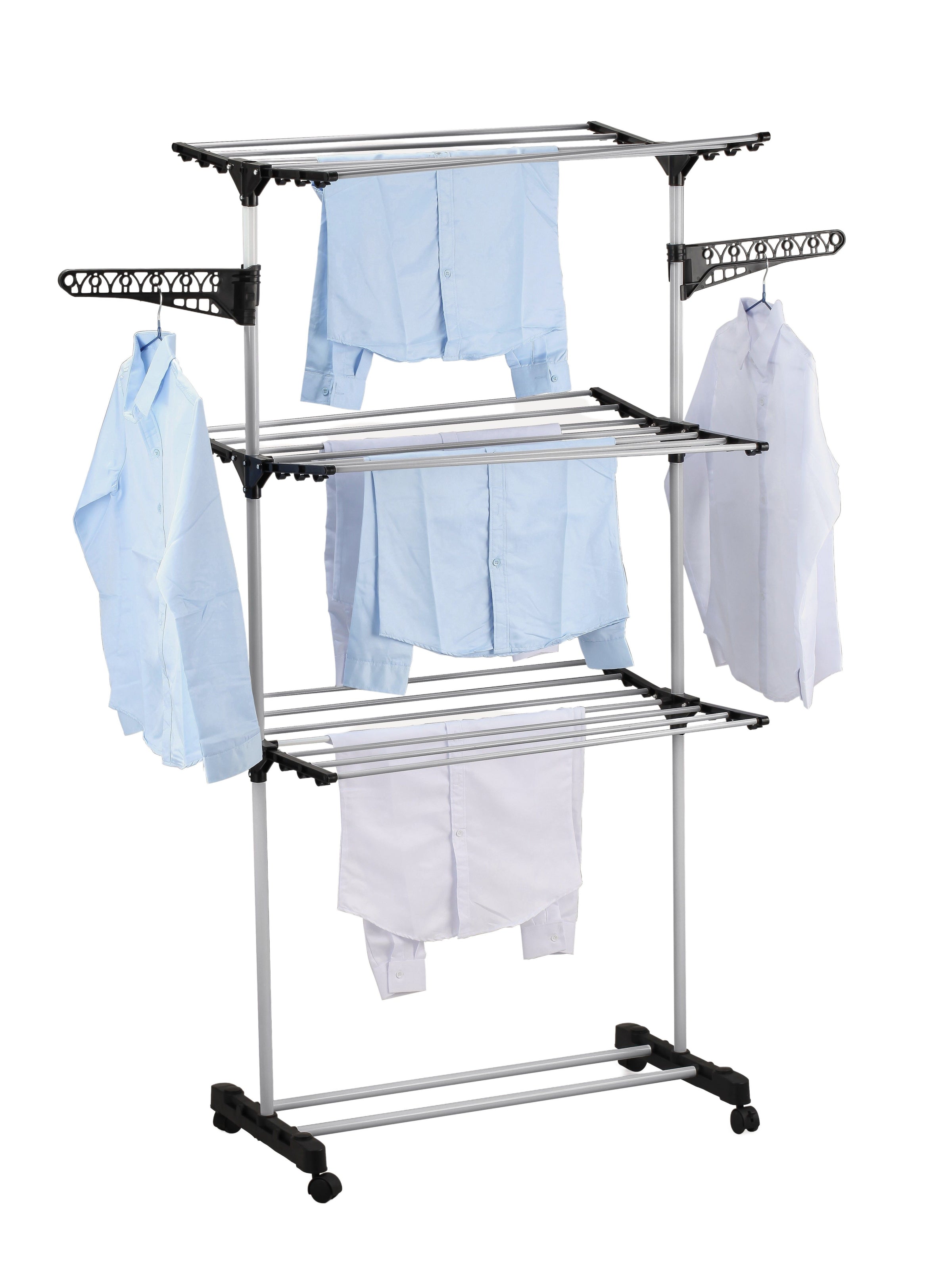 Folding 3 Tier Clothes Laundry Drying Rack with Stainless Steel Tubes for Indoor & Outdoor Home V178-36029