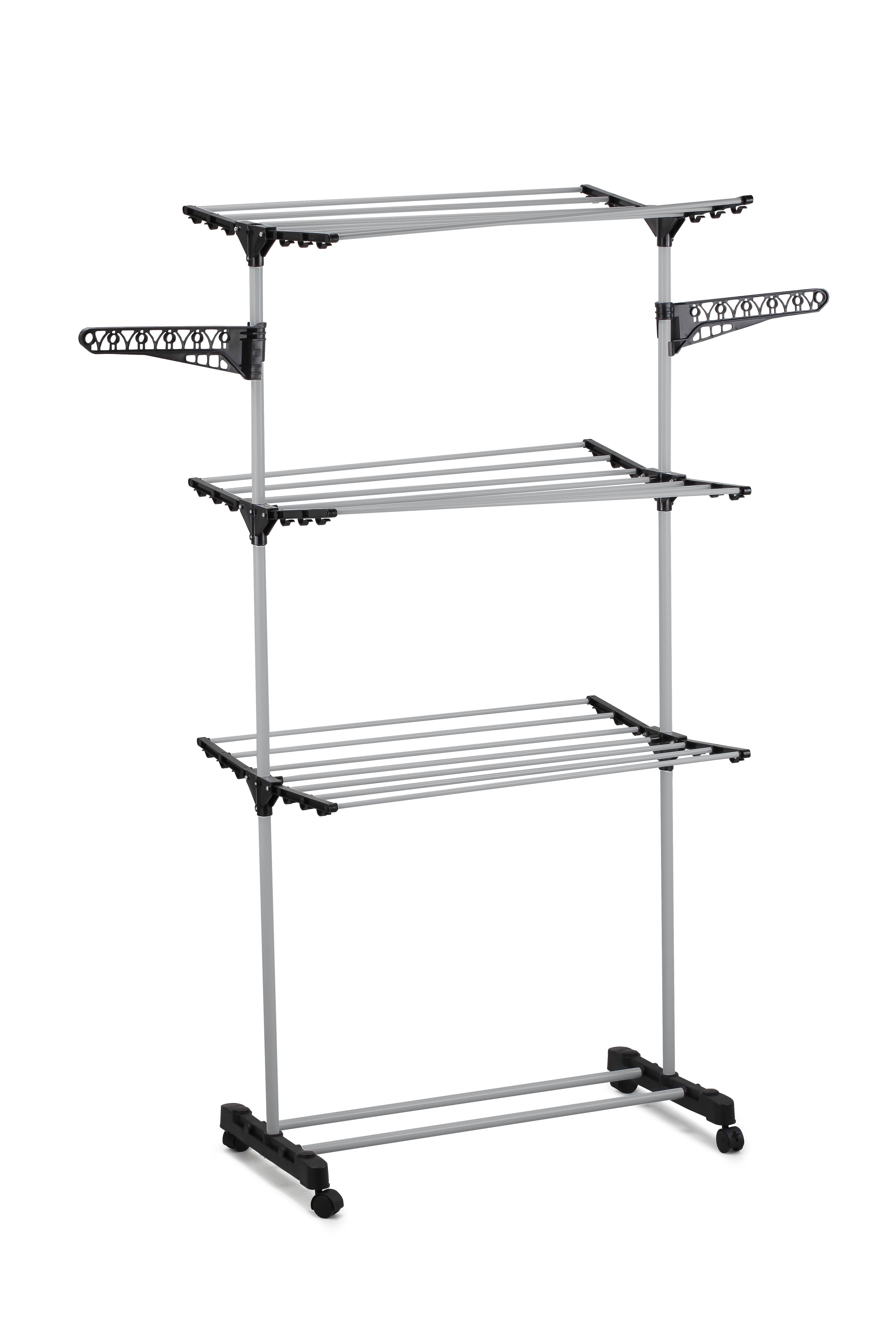 Folding 3 Tier Clothes Laundry Drying Rack with Stainless Steel Tubes for Indoor & Outdoor Home V178-36029