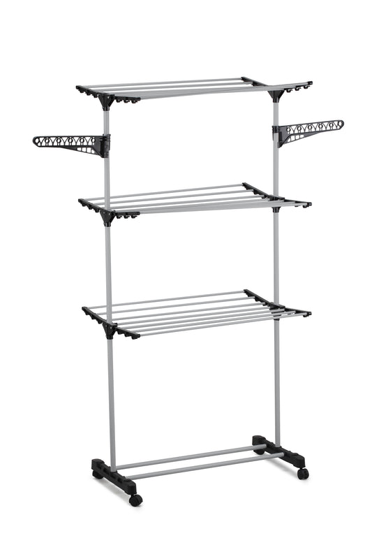 Folding 3 Tier Clothes Laundry Drying Rack with Stainless Steel Tubes for Indoor & Outdoor Home V178-36029